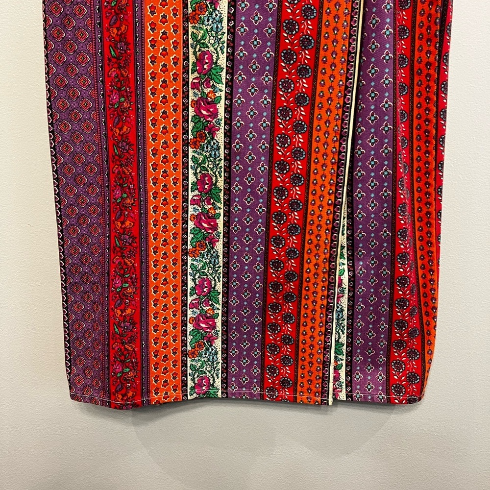 Vivaldi Vintage Colorful Striped Southwestern Denim Jean Wrap Skirt Size 14 - Picture 2 of 7